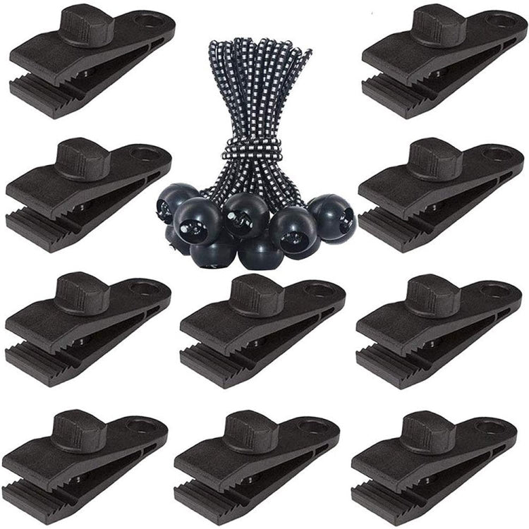 Outdoor Camping Windproof Canopy Fixed Tent Clip Rope Buckle Quick Hanging Set, 10 Clips+10 Ropes, 10 Clips+10 Black Ropes, 10 Clips+10 Black Ropes+10 Silver Buckles, 10 Clips+10 Elastic Ropes+10 Black Buckles                                           ...