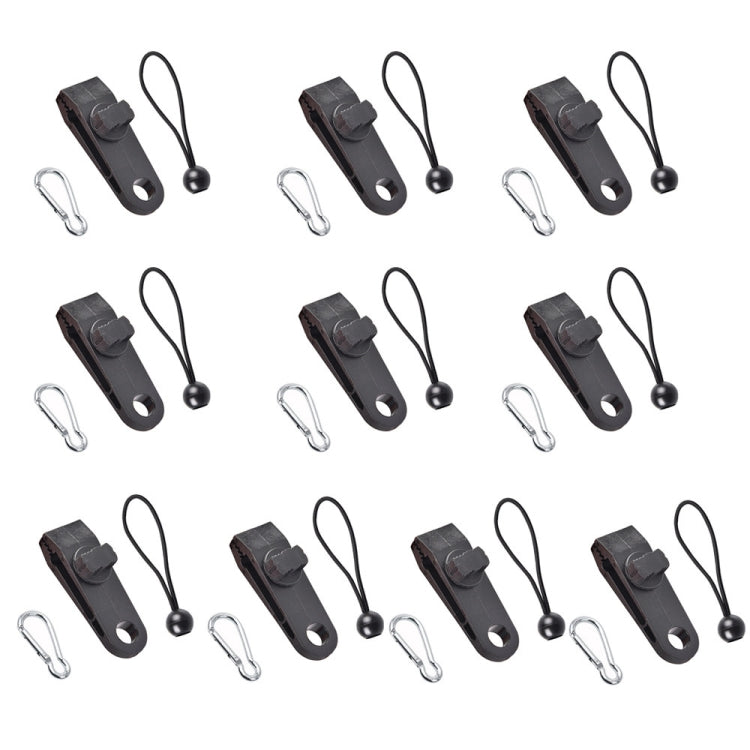 Outdoor Camping Windproof Canopy Fixed Tent Clip Rope Buckle Quick Hanging Set, 10 Clips+10 Ropes, 10 Clips+10 Black Ropes, 10 Clips+10 Black Ropes+10 Silver Buckles, 10 Clips+10 Elastic Ropes+10 Black Buckles                                           ...
