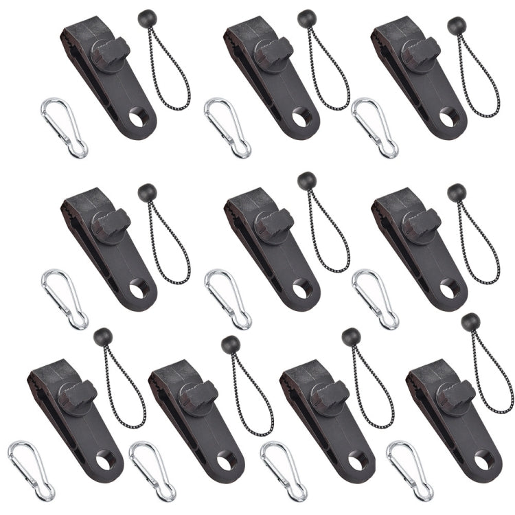 Outdoor Camping Windproof Canopy Fixed Tent Clip Rope Buckle Quick Hanging Set, 10 Clips+10 Ropes, 10 Clips+10 Black Ropes, 10 Clips+10 Black Ropes+10 Silver Buckles, 10 Clips+10 Elastic Ropes+10 Black Buckles                                           ...