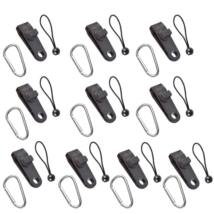 Outdoor Camping Windproof Canopy Fixed Tent Clip Rope Buckle Quick Hanging Set, 10 Clips+10 Ropes, 10 Clips+10 Black Ropes, 10 Clips+10 Black Ropes+10 Silver Buckles, 10 Clips+10 Elastic Ropes+10 Black Buckles                                           ...