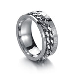 2 chiếc nhẫn dây chuyền xoay số La Mã bằng thép titan, đen, màu thép, vàng
