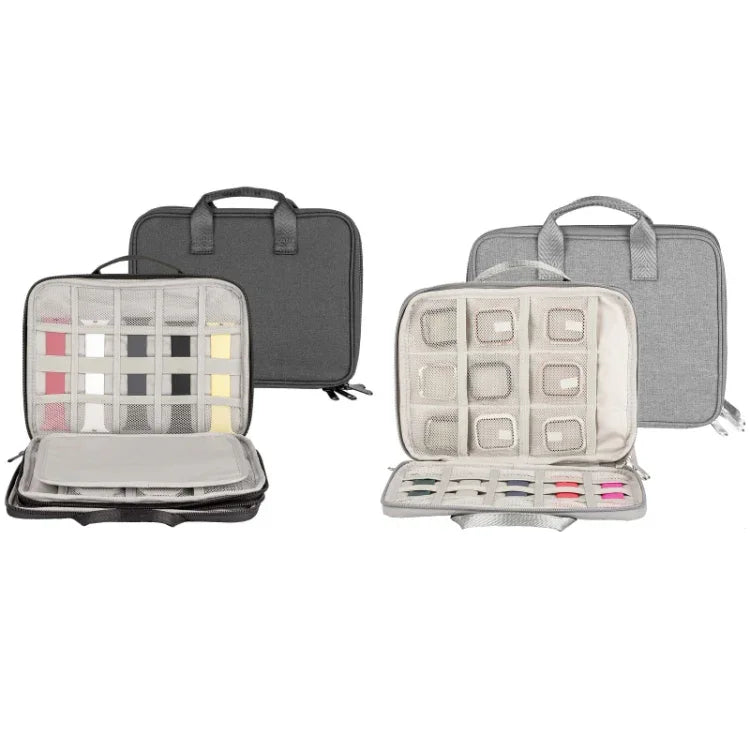 Portable Double-Layer Strap Storage Bag Data Cable Organizer Bag, Double-Layer Black, Double-Layer Grey