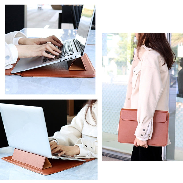 Túi lót da PU cho laptop có chức năng dựng đứng, 13,3 inch, 14,1-15,4 inch