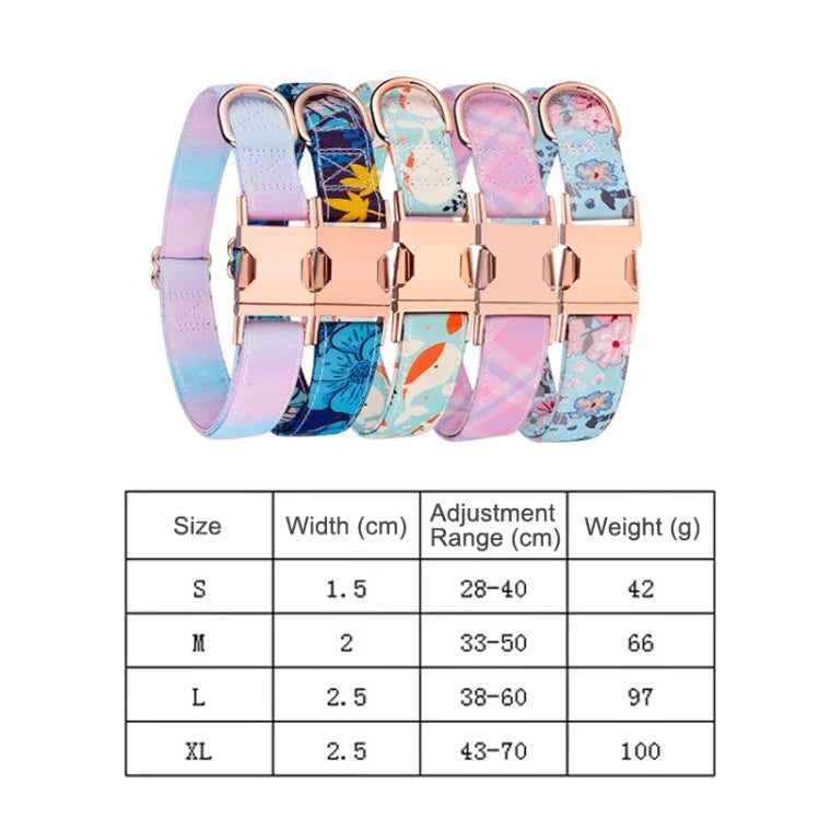 Vòng Cổ Thú Cưng Tháo Rời Khóa Màu Vàng Hồng, Kích Thước:, S 1.5x28-40cm, M 2.0x33-50cm, L 2.5x38-60cm, XL 2.5x43-70cm