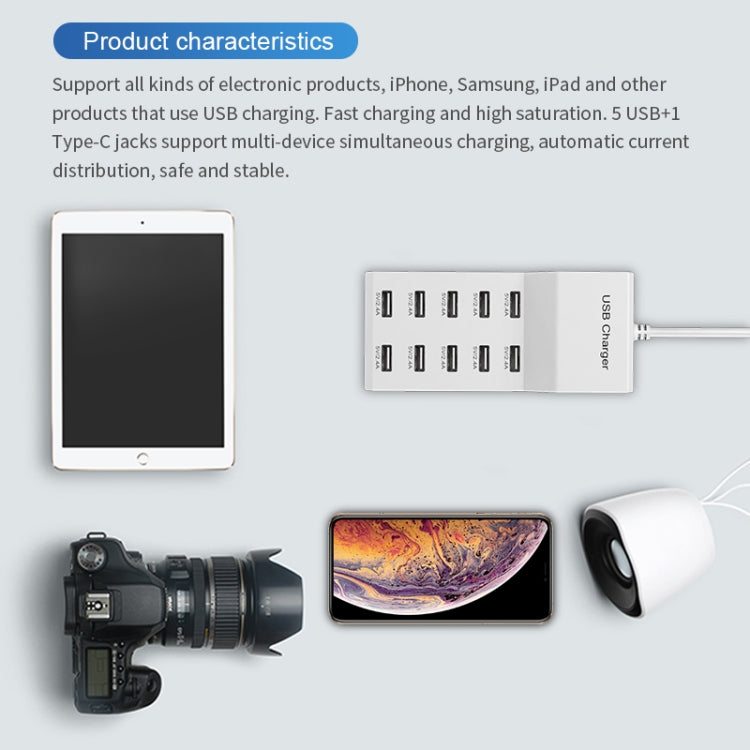 Bộ sạc đa cổng USB sạc nhanh điện thoại di động Bộ chuyển đổi nhanh đa năng, 10 cổng phích cắm Mỹ, 10 cổng phích cắm EU, 4 cổng phích cắm Mỹ, 4 cổng phích cắm EU