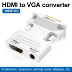 Bộ chuyển đổi HDMI cái sang VGA đực có âm thanh cho máy tính, màn hình, TV, máy chiếu, màu trắng, vàng, đen