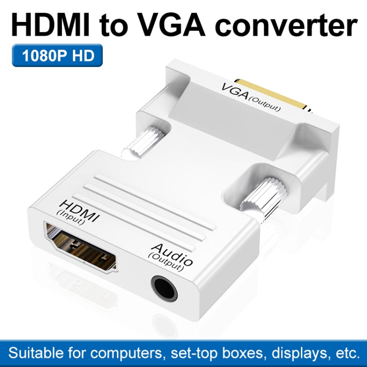 Bộ chuyển đổi HDMI cái sang VGA đực có âm thanh cho máy tính, màn hình, TV, máy chiếu, màu trắng, vàng, đen