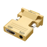 Bộ chuyển đổi HDMI cái sang VGA đực có âm thanh cho máy tính, màn hình, TV, máy chiếu, màu trắng, vàng, đen
