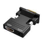 Bộ chuyển đổi HDMI cái sang VGA đực có âm thanh cho máy tính, màn hình, TV, máy chiếu, màu trắng, vàng, đen