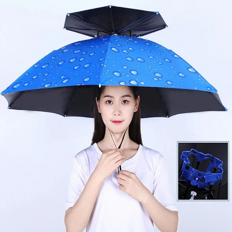 Mũ dù câu cá hai lớp chống nắng và chống mưa gấp gọn, 95 xanh (dây chun), 95 bạc (dây chun), 95 xanh (vỏ cao su), 95 bạc (vỏ cao su), 80 xanh, 80 hoa trà, 95 xanh vinyl (vỏ cao su)