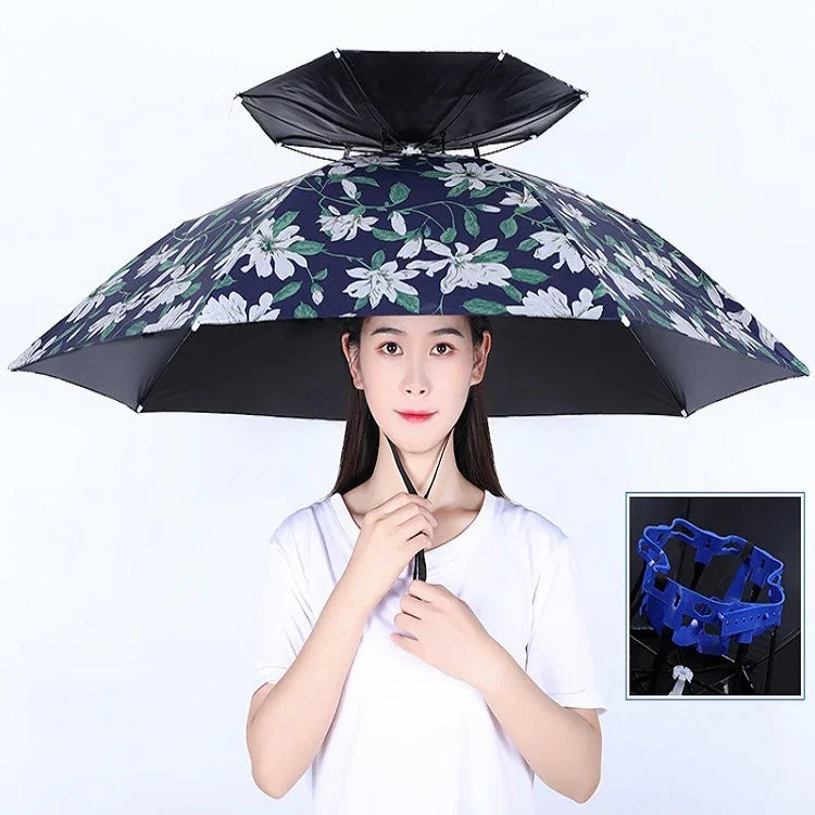 Mũ dù câu cá hai lớp chống nắng và chống mưa gấp gọn, 95 xanh (dây chun), 95 bạc (dây chun), 95 xanh (vỏ cao su), 95 bạc (vỏ cao su), 80 xanh, 80 hoa trà, 95 xanh vinyl (vỏ cao su)