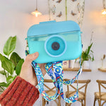 Cốc nhựa hình máy ảnh cho trẻ em có ống hút, cốc nước du lịch giải trí, màu hồng, xanh dương, tím, vàng