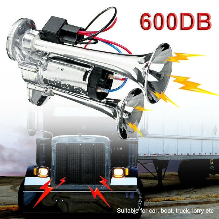 ST-1018S 600DB 12V Double-tube Metal Conjoined Electric Pump Car Horn with Relay, ST-1018S 12V
