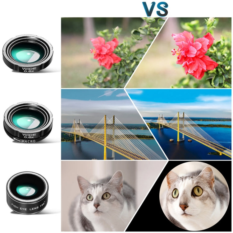 Ống kính kính viễn vọng đa năng cho điện thoại di động 28X + Góc rộng 0.6X + Macro 20X + Ống kính mắt cá 198 độ, Bộ kết hợp đa năng