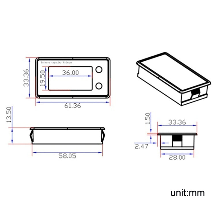 Đồng hồ đo điện áp kỹ thuật số pin axit chì lithium hai dây chống nước LCD, 8-100V (Trắng), 8-100V (Xanh dương), 8-72V (Trắng), 8-72V (Xanh dương)