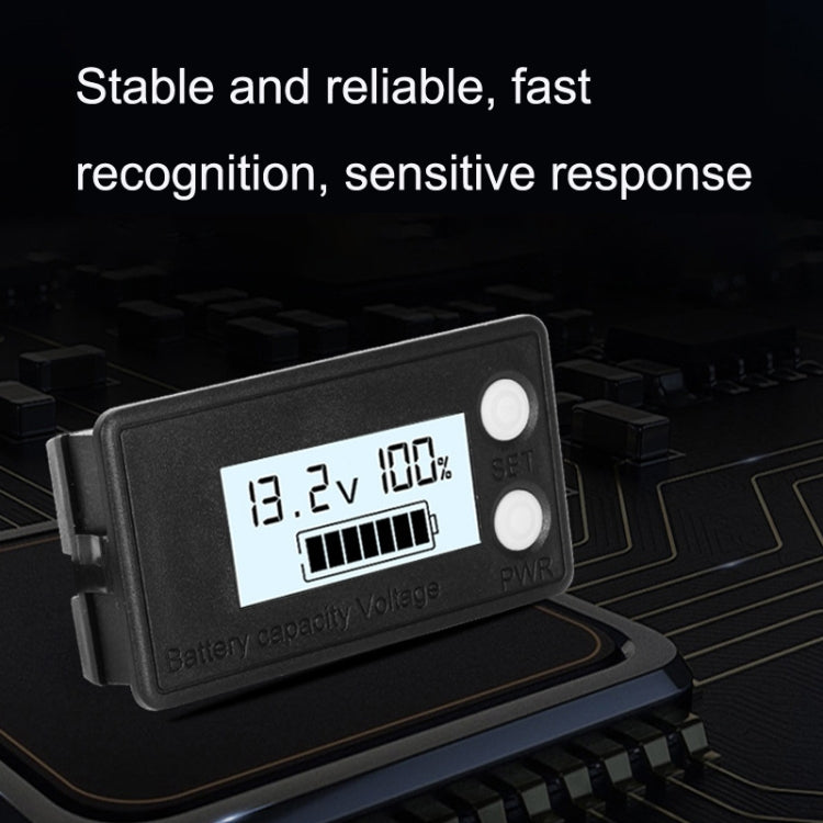 Đồng hồ đo điện áp kỹ thuật số pin axit chì lithium hai dây chống nước LCD, 8-100V (Trắng), 8-100V (Xanh dương), 8-72V (Trắng), 8-72V (Xanh dương)