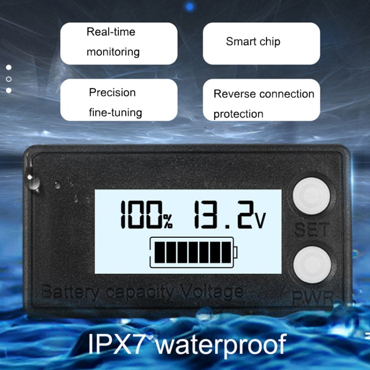 Đồng hồ đo điện áp kỹ thuật số pin axit chì lithium hai dây chống nước LCD, 8-100V (Trắng), 8-100V (Xanh dương), 8-72V (Trắng), 8-72V (Xanh dương)