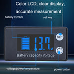 Đồng hồ đo điện áp DC kỹ thuật số hai dòng cho pin axit chì lithium, màu sắc:, Đỏ, Xanh lá, Xanh dương, Trắng, Đỏ + Nhiệt độ, Xanh lá + Nhiệt độ, Xanh dương + Nhiệt độ, Trắng + Nhiệt độ