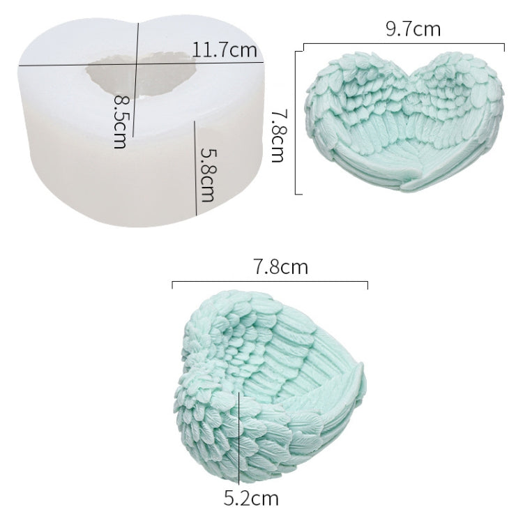 Khuôn silicon hình cánh thiên thần trái tim để làm bánh, kem, nến, liệu pháp hương thơm, kích thước L, S