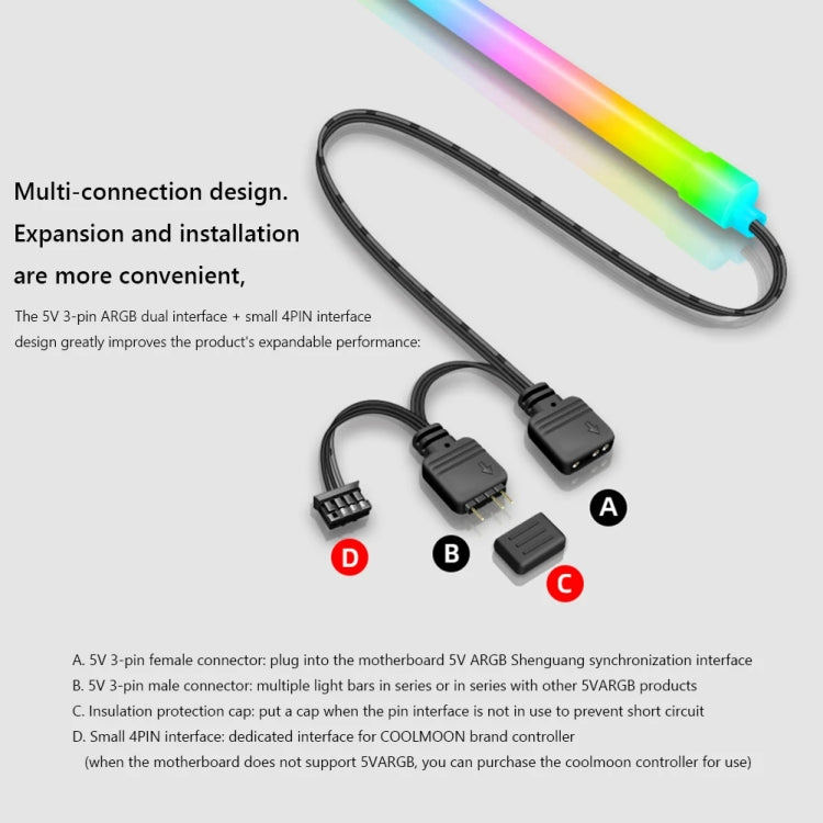 Thanh đèn LED silicone trang trí máy tính ARGB, Y360 tròn