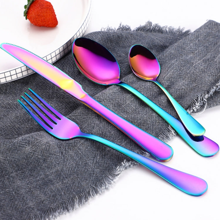 Bộ 4 món dao dĩa nĩa bít tết bằng thép không gỉ, màu thật, vàng, vàng hồng, nhiều màu, đen