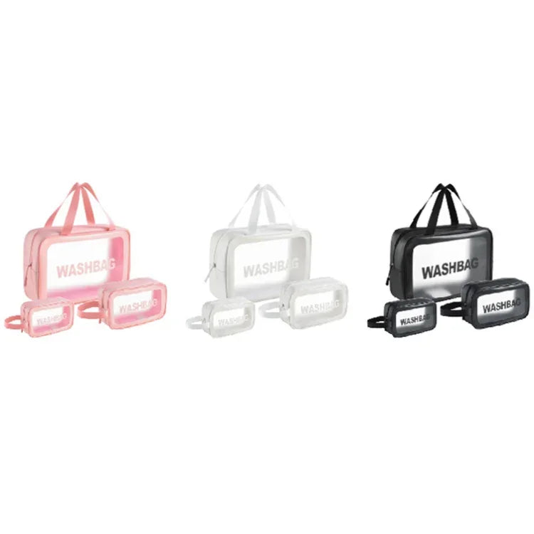 Túi đựng mỹ phẩm trong suốt chống thấm nước PVC, Kích thước: L (Hồng), L (Đen), L (Trắng), M (Hồng), M (Đen), M (Trắng), S (Hồng), S (Đen), S (Trắng)