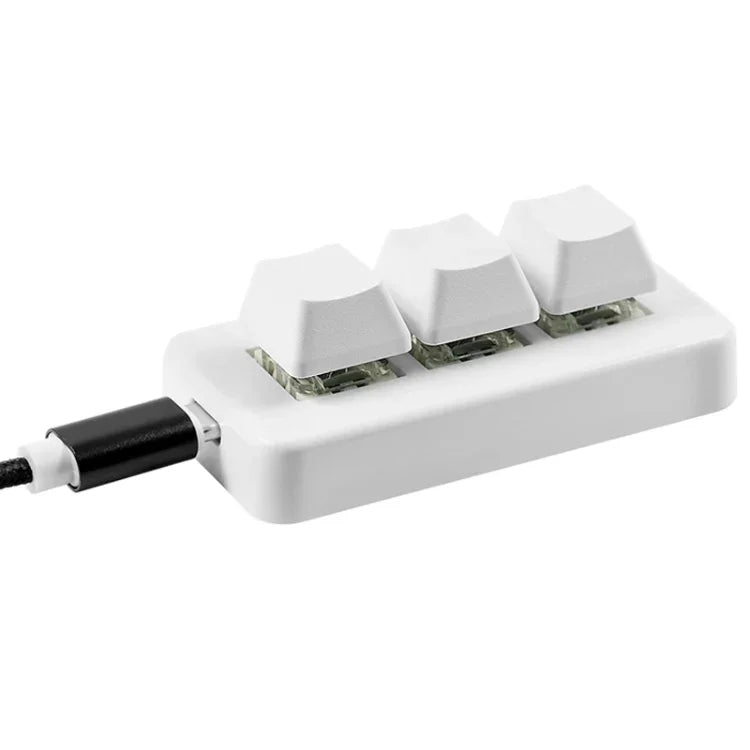 Bàn phím lập trình macro MK321 3 phím tùy chỉnh cho game và văn phòng, Dây dài 1,5m, Trắng, Đen