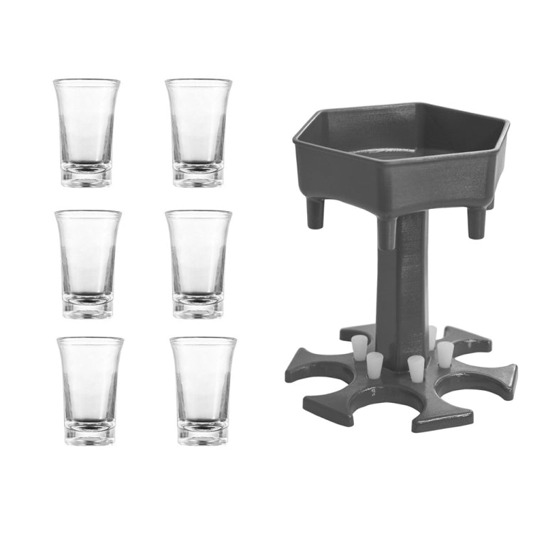 Bộ 6 cốc rượu hình lục giác cho tiệc bar, bộ rót rượu, màu xám + 6 cốc trong suốt, xanh dương + 6 cốc trong suốt, xám + 6 cốc nhiều màu, xanh dương + 6 cốc nhiều màu