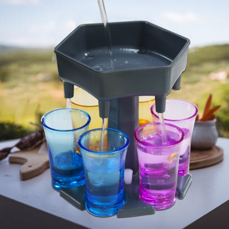 Bộ 6 cốc rượu hình lục giác cho tiệc bar, bộ rót rượu, màu xám + 6 cốc trong suốt, xanh dương + 6 cốc trong suốt, xám + 6 cốc nhiều màu, xanh dương + 6 cốc nhiều màu