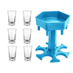Bộ 6 cốc rượu hình lục giác cho tiệc bar, bộ rót rượu, màu xám + 6 cốc trong suốt, xanh dương + 6 cốc trong suốt, xám + 6 cốc nhiều màu, xanh dương + 6 cốc nhiều màu