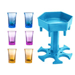 Bộ 6 cốc rượu hình lục giác cho tiệc bar, bộ rót rượu, màu xám + 6 cốc trong suốt, xanh dương + 6 cốc trong suốt, xám + 6 cốc nhiều màu, xanh dương + 6 cốc nhiều màu