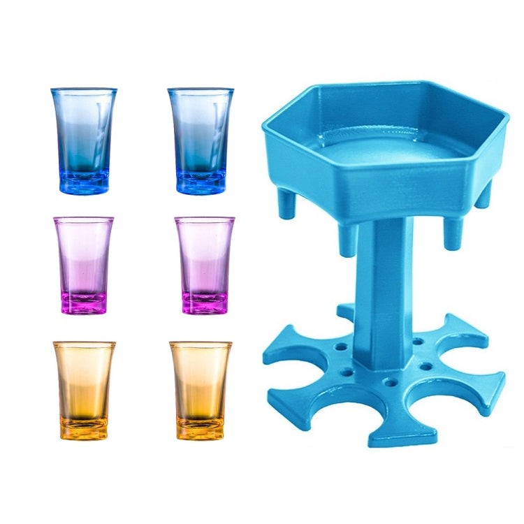 Bộ 6 cốc rượu hình lục giác cho tiệc bar, bộ rót rượu, màu xám + 6 cốc trong suốt, xanh dương + 6 cốc trong suốt, xám + 6 cốc nhiều màu, xanh dương + 6 cốc nhiều màu