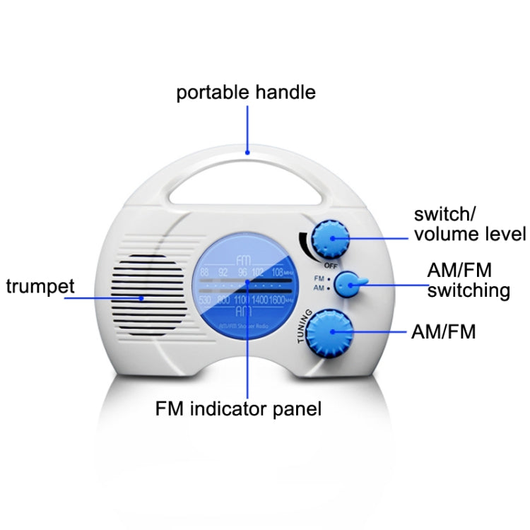 Đài Radio Hai Sóng AM/FM SY-910 Chống Nước IPX4 Di Động, SY-910
