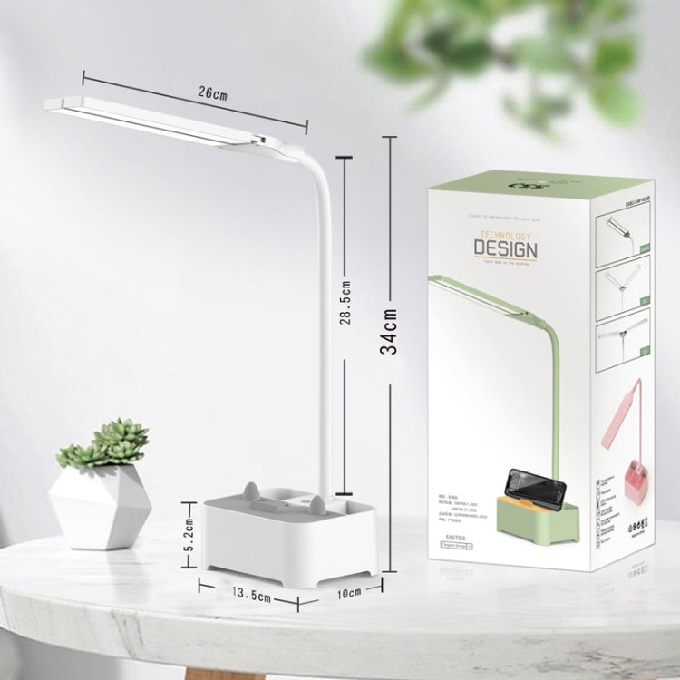Đèn bàn USB giữ điện thoại di động cho học sinh, giá đỡ bút, bảo vệ mắt, Màu trắng, Hồng, Xanh lá