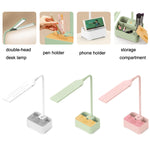 Đèn bàn USB giữ điện thoại di động cho học sinh, giá đỡ bút, bảo vệ mắt, Màu trắng, Hồng, Xanh lá