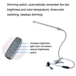 Đèn kẹp USB bảo vệ mắt cho học sinh, đèn bàn LED điều chỉnh độ sáng, Tím, Vàng, Đen, Bạc