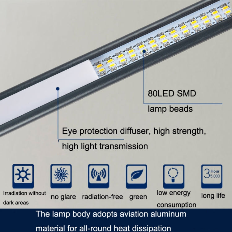 Đèn kẹp USB bảo vệ mắt cho học sinh, đèn bàn LED điều chỉnh độ sáng, Tím, Vàng, Đen, Bạc