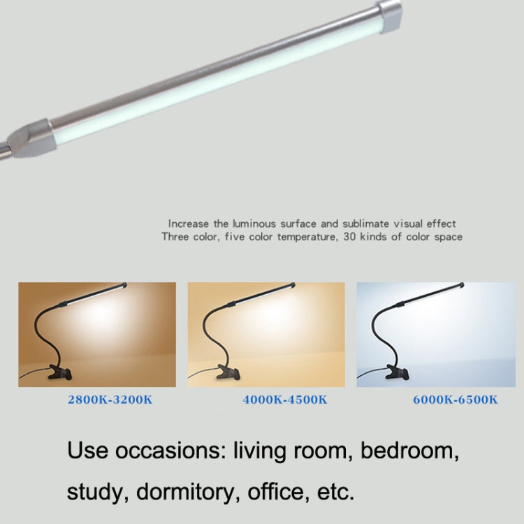Đèn kẹp USB bảo vệ mắt cho học sinh, đèn bàn LED điều chỉnh độ sáng, Tím, Vàng, Đen, Bạc