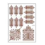 5 miếng dán hình xăm ren chống nước nâu đỏ bán vĩnh viễn, 208 x 148mm