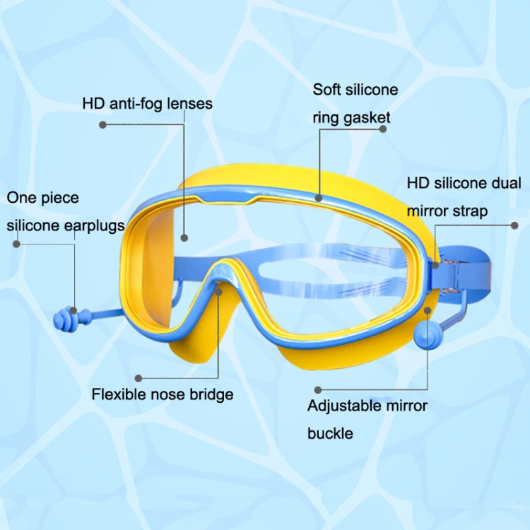 Kính bơi trẻ em khung lớn chống nước và chống mờ HD trong suốt, Kính bơi trong suốt HD (Trắng), Kính bơi trong suốt HD (Hồng), Kính bơi trong suốt HD (Xanh dương Vàng), Kính bơi trong suốt HD (Xanh dương Trắng)