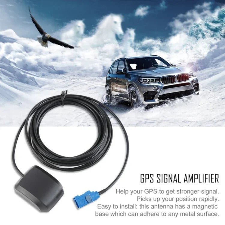 Bộ khuếch đại ăng-ten vệ tinh GPS DVD xe hơi GPS-01, giao diện SMA/FAKRA-C, chân đế nam châm