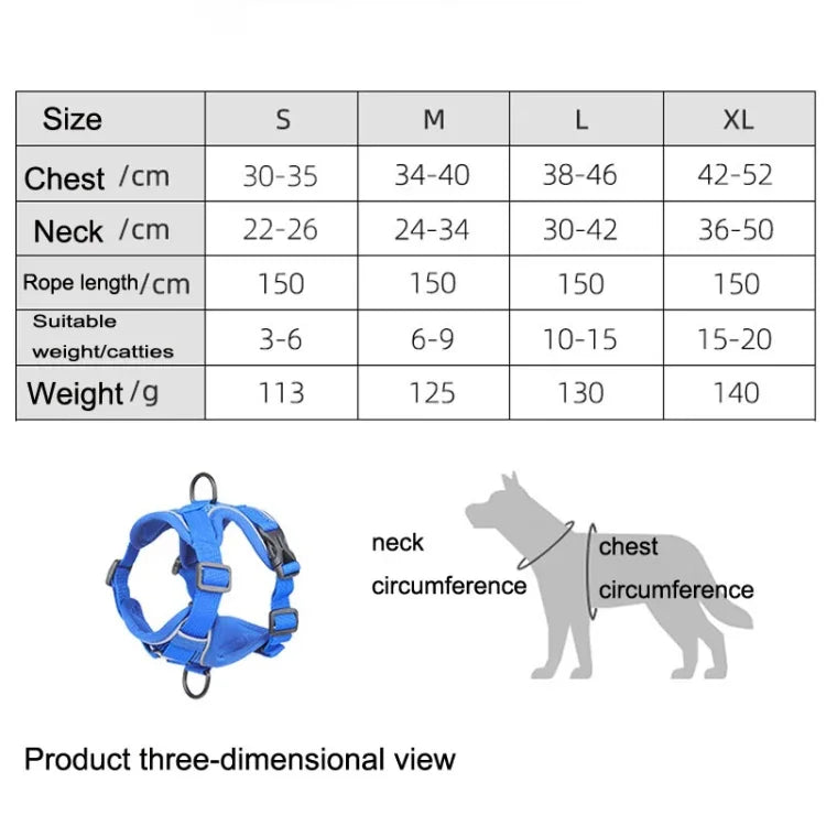 Dây Đeo Ngực Thú Cưng HT-864 Dây Dắt Chó Phản Quang Thoáng Khí, Kích Thước:, S, M, L, XL