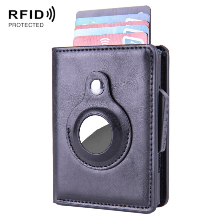 X-80 Ví đựng thẻ da chải chống trộm RFID cho AirTag thế hệ 2 / AirTag thế hệ 1, Đen, Xanh dương, Cà phê, Mơ, Đen sợi carbon