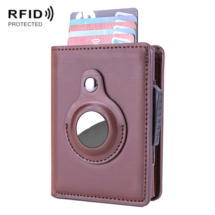 X-80 Ví đựng thẻ da chải chống trộm RFID cho AirTag thế hệ 2 / AirTag thế hệ 1, Đen, Xanh dương, Cà phê, Mơ, Đen sợi carbon