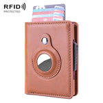 X-80 Ví đựng thẻ da chải chống trộm RFID cho AirTag thế hệ 2 / AirTag thế hệ 1, Đen, Xanh dương, Cà phê, Mơ, Đen sợi carbon