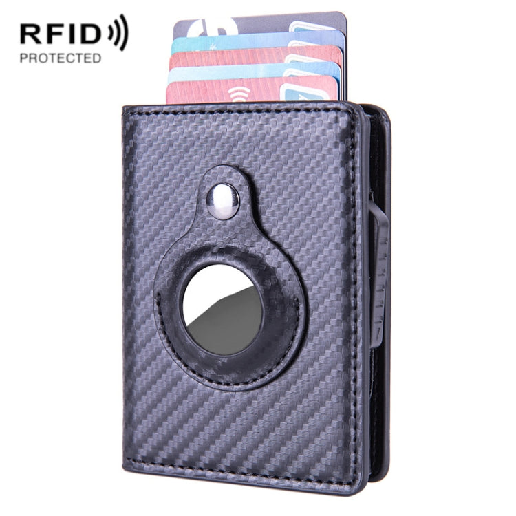 X-80 Ví đựng thẻ da chải chống trộm RFID cho AirTag thế hệ 2 / AirTag thế hệ 1, Đen, Xanh dương, Cà phê, Mơ, Đen sợi carbon