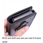X-80 Ví đựng thẻ da chải chống trộm RFID cho AirTag thế hệ 2 / AirTag thế hệ 1, Đen, Xanh dương, Cà phê, Mơ, Đen sợi carbon