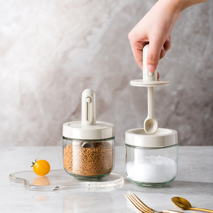 Bình đựng gia vị muỗng kéo dài AAB020, trắng, xanh lá