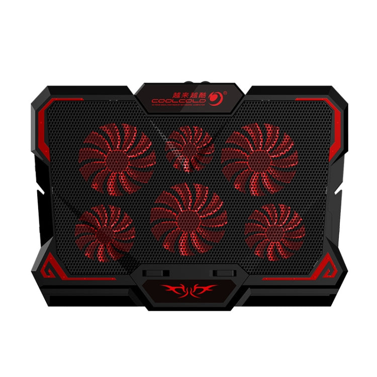 CoolCold Quạt làm mát laptop chơi game 17 inch sáu quạt hai cổng USB 2600RPM đế tản nhiệt laptop