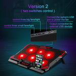 CoolCold Quạt làm mát laptop chơi game 17 inch sáu quạt hai cổng USB 2600RPM đế tản nhiệt laptop
